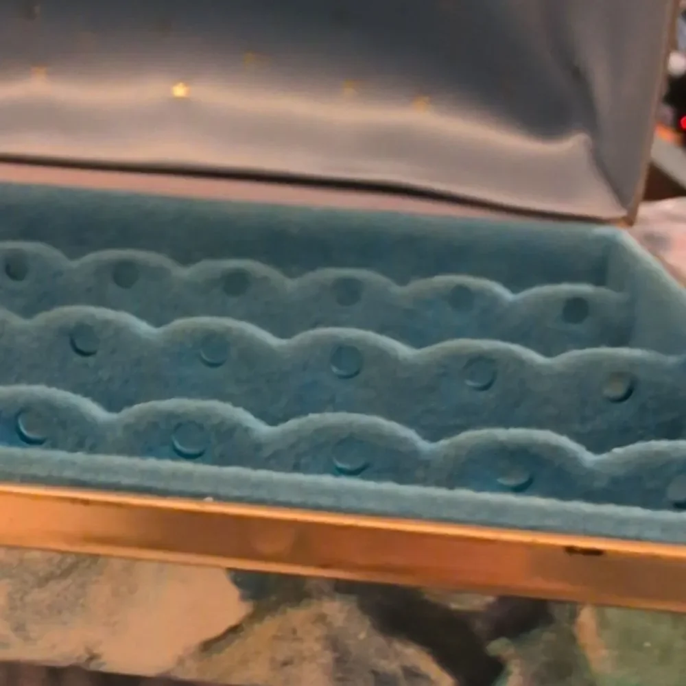 Vintage MCM Blue Green Floral Travel Jewelry Box‎ Clamshell